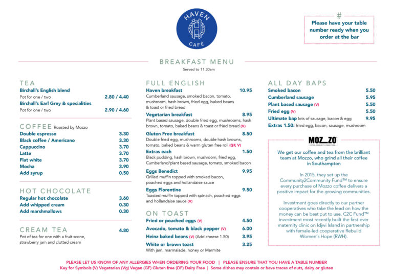 Haven House Inn Menus - Haven House Inn and Cafe